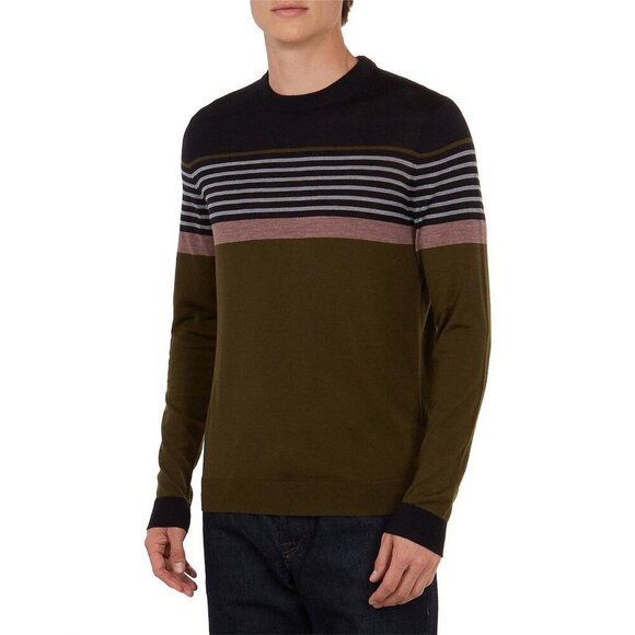 Ted Baker GiantBu Wool Blend Crewneck Sweater Multi Mens Size 4 Large - Picture 1 of 7
